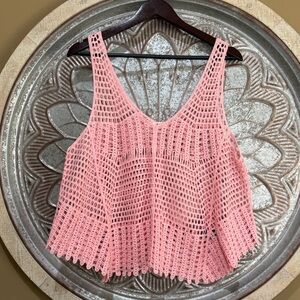 NWOT- POL Pink Crochet Tank Camisole